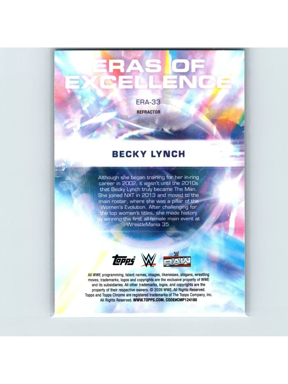 2026 Topps Chrome WWE - Becky Lynch Eras of Excellence ERA-33 - Refractor